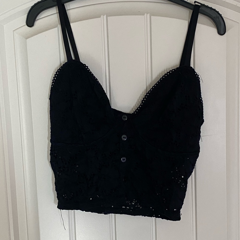 cropped Lace cami, Black, size Small